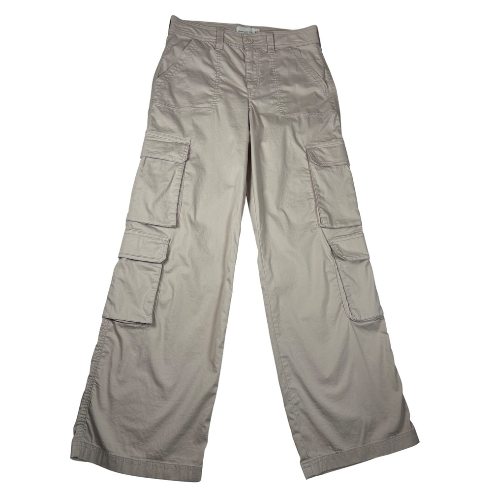 Abercrombie Kids Tan Wide Leg Cargo Pants Size 15/16 Khaki Utility Stretch 90s